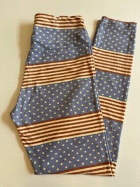 LuLaRoe OS Leggings Stars & Stripes Red White Blue Patriotic USA Print